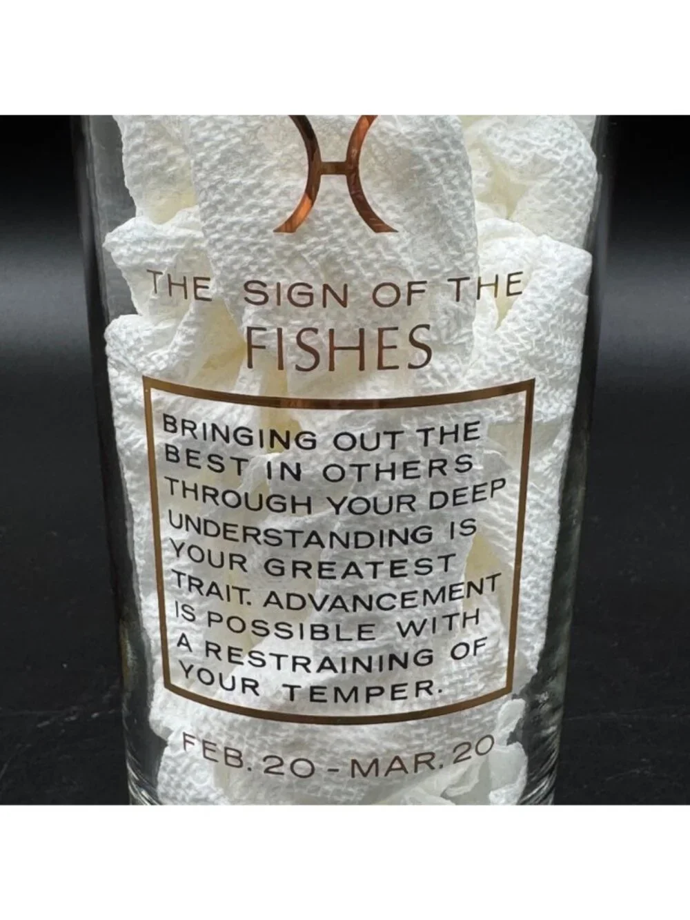 Vintage 1970s Anchor Hocking Pisces Zodiac Gold Highball Glass 5.5